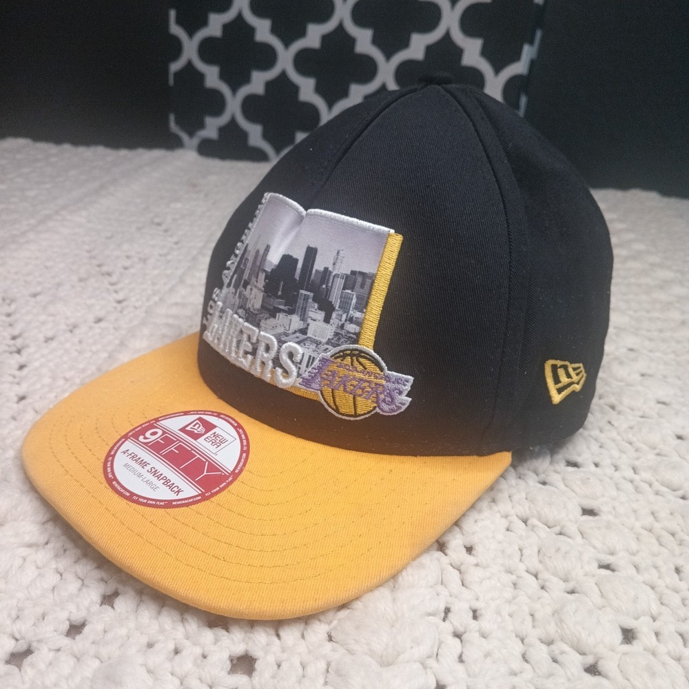 Los Angeles Lakers Hat Cap Black Yellow A Frame Snapback New Era 9Fifty Y2K HWC
